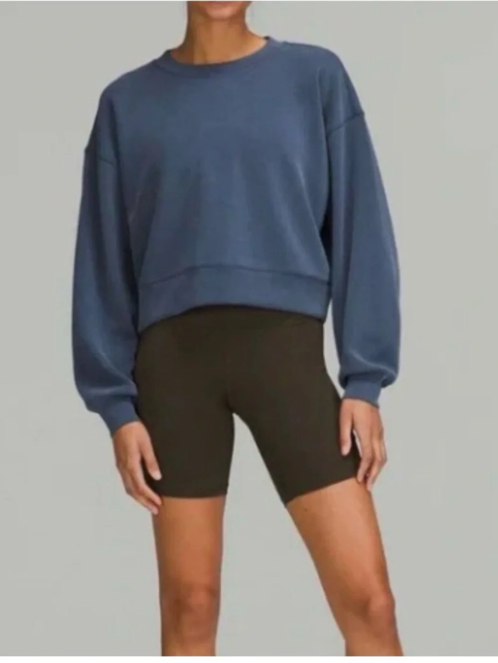 Lululemon Softstreme Perfectly Oversized Crop‎ Crew Sweatshirt 12 Blue T07